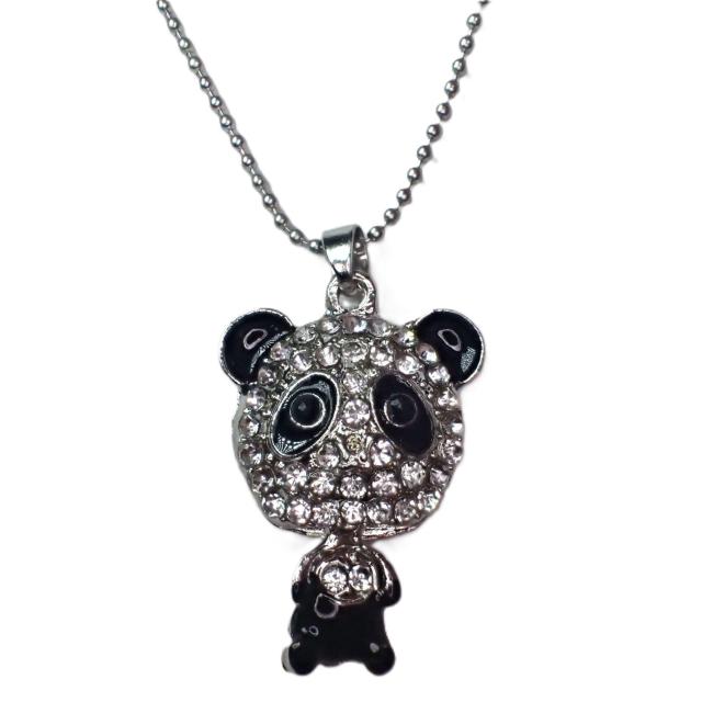 銀色 可愛い パンダ ぱんだ ラインストーン ネックレス ペンダント チョーカー < 女性アクセサリー/時計 銀色 可愛い パンダ ぱんだ ラインストーン ネックレス ペンダント チョーカー < 女性アクセサリー/時計の