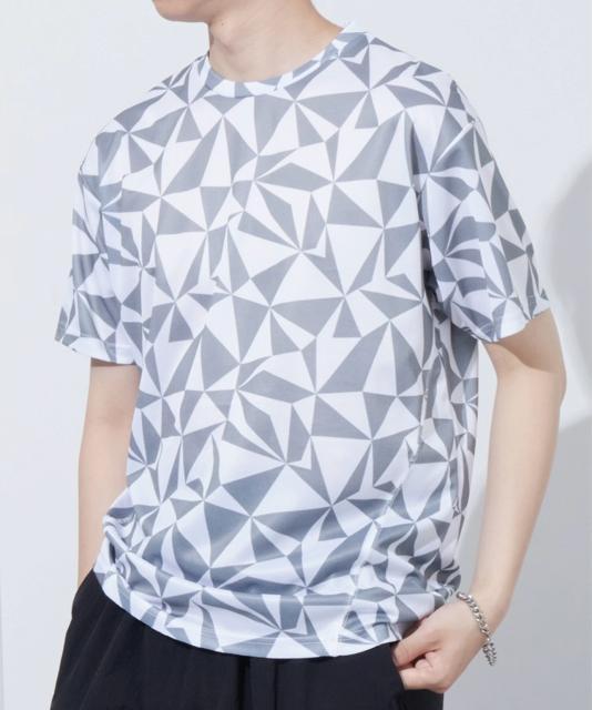 SALEセール●DRY吸収速乾!メッシュTシャツ【新品】グレー●アソート総柄Tシャツ ジムウェア ランニングウェア ジム 筋トレ < 男性ファッション  SALEセール●DRY吸収速乾!メッシュTシャツ【新品】グレー●アソート総柄Tシャツ ジムウェア ランニングウェア ジム 筋トレ < 男性ファッションの