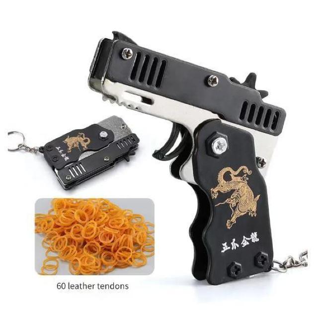 折り畳み式 6連発式輪ゴム銃 専用ゴムバンド付き 小型ミニゴムバンド銃 フォールディング式  折りたたみ キーホルダー 90 < おもちゃ  折り畳み式 6連発式輪ゴム銃 専用ゴムバンド付き 小型ミニゴムバンド銃 フォールディング式  折りたたみ キーホルダー 90  < おもちゃの