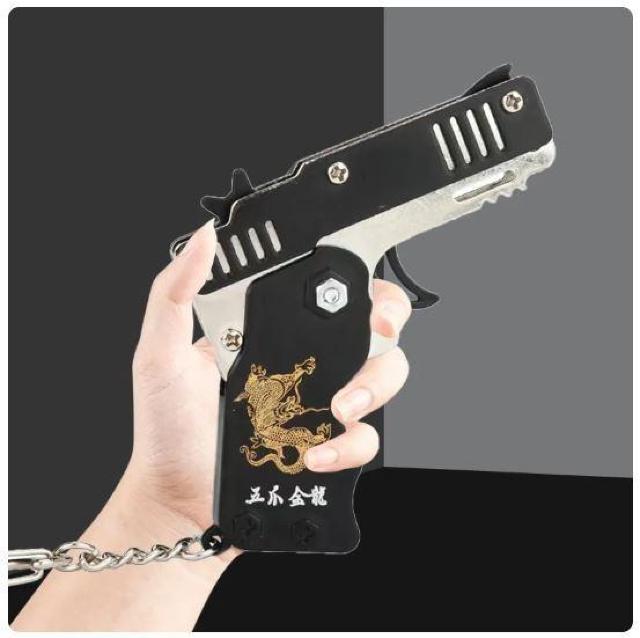 折り畳み式 6連発式輪ゴム銃 専用ゴムバンド付き 小型ミニゴムバンド銃 フォールディング式  折りたたみ キーホルダー 90 < おもちゃ  折り畳み式 6連発式輪ゴム銃 専用ゴムバンド付き 小型ミニゴムバンド銃 フォールディング式  折りたたみ キーホルダー 90 < おもちゃの