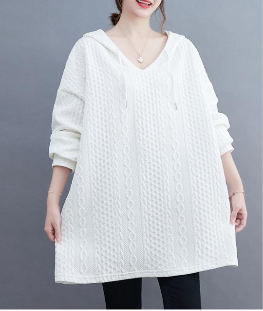 キルト パーカー チュニック トップス ワイド ゆったり ホワイト 大きいサイズ < 女性ファッション キルト パーカー チュニック トップス ワイド ゆったり ホワイト 大きいサイズ < 女性ファッションの