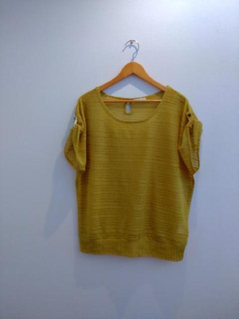 a.v.v◆イエロー シースルー 2way サマーニット カットソー Lサイズ < ブランド  a.v.v◆イエロー シースルー 2way サマーニット カットソー Lサイズ < ブランドの
