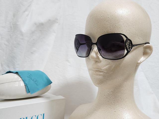 正規良 レア エミリオプッチ ロゴ メタリックサングラス 黒 オープンフレーム ビッグレンズ ラグジュアリーアイウェア 付属有 < ブランド  正規良 レア エミリオプッチ ロゴ メタリックサングラス 黒 オープンフレーム ビッグレンズ ラグジュアリーアイウェア 付属有 < ブランドの