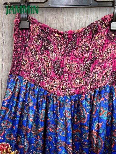 アジアン柄段々フレアスカート ロングスカート アジアン ヒッピー エスニック 衣装 < 女性ファッション  アジアン柄段々フレアスカート ロングスカート アジアン ヒッピー エスニック 衣装 < 女性ファッションの