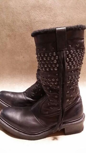 金爆 翔&HISASHI着 ロエンヒロムタカハラ ムートンスタッズミックスレザーブーツ 42 < ブランド  金爆 翔&HISASHI着 ロエンヒロムタカハラ ムートンスタッズミックスレザーブーツ 42 < ブランドの