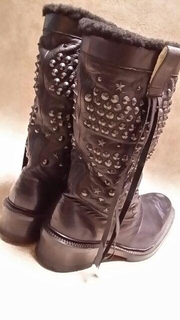 金爆 翔&HISASHI着 ロエンヒロムタカハラ ムートンスタッズミックスレザーブーツ 42 < ブランド  金爆 翔&HISASHI着 ロエンヒロムタカハラ ムートンスタッズミックスレザーブーツ 42 < ブランドの