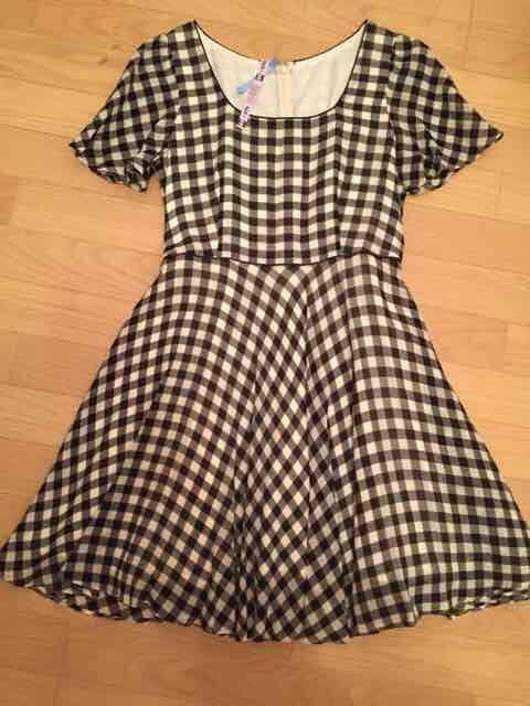 シンシアローリー フレアギンガムチェック半袖ワンピ 黒×白 < ブランド  シンシアローリー フレアギンガムチェック半袖ワンピ 黒×白  < ブランドの