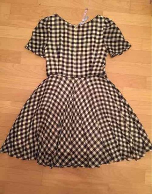 シンシアローリー フレアギンガムチェック半袖ワンピ 黒×白 < ブランド  シンシアローリー フレアギンガムチェック半袖ワンピ 黒×白 < ブランドの