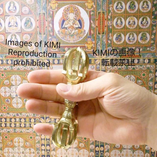 【仏具】五鈷杵 真鍮製 鬼目 総長さ約13cm 密教法具 弘法大詞 仏教美術 < インテリア/ライフ  【仏具】五鈷杵 真鍮製 鬼目 総長さ約13cm 密教法具 弘法大詞 仏教美術  < インテリア/ライフの