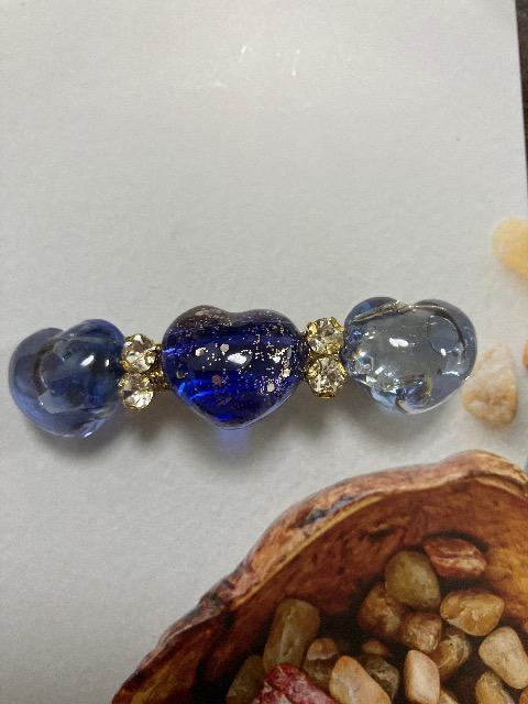 ハンドメイド レジン ハート バレッタ ブルー系 2点セット < 女性ファッション  ハンドメイド レジン ハート バレッタ ブルー系 2点セット < 女性ファッションの