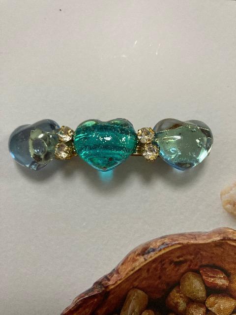 ハンドメイド レジン ハート バレッタ ブルー系 2点セット < 女性ファッション  ハンドメイド レジン ハート バレッタ ブルー系 2点セット < 女性ファッションの
