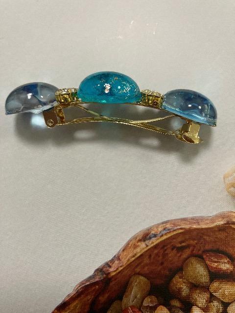 ハンドメイド レジン ハート バレッタ ブルー系 2点セット < 女性ファッション  ハンドメイド レジン ハート バレッタ ブルー系 2点セット < 女性ファッションの