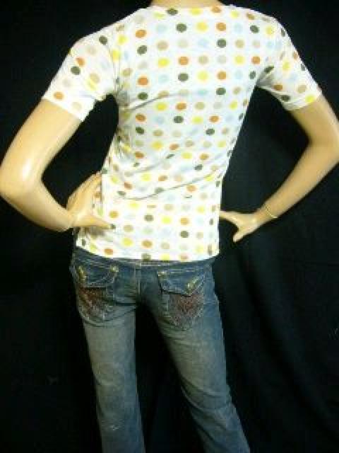 カラフル 水玉ドット柄♪レイヤード ヘンリーTシャツ < 女性ファッション  カラフル 水玉ドット柄♪レイヤード ヘンリーTシャツ < 女性ファッションの