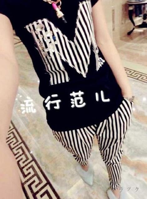 NEW☆MデザインBK・Tシャツボーダースエット上下セット < 女性ファッション  NEW☆MデザインBK・Tシャツボーダースエット上下セット  < 女性ファッションの