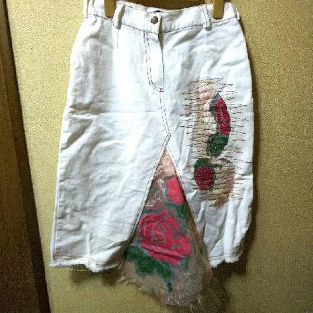 USED★オーガンジーバラ切替ヘムホワイトデニムスカート < 女性ファッション  USED★オーガンジーバラ切替ヘムホワイトデニムスカート  < 女性ファッションの