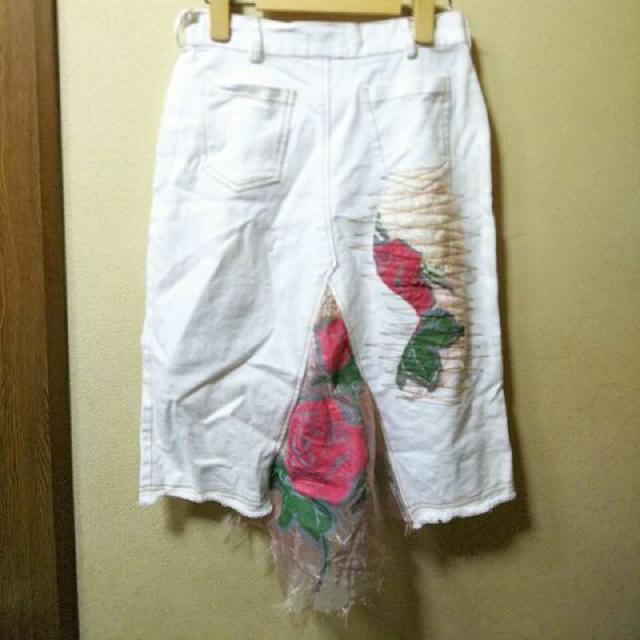 USED★オーガンジーバラ切替ヘムホワイトデニムスカート < 女性ファッション  USED★オーガンジーバラ切替ヘムホワイトデニムスカート < 女性ファッションの