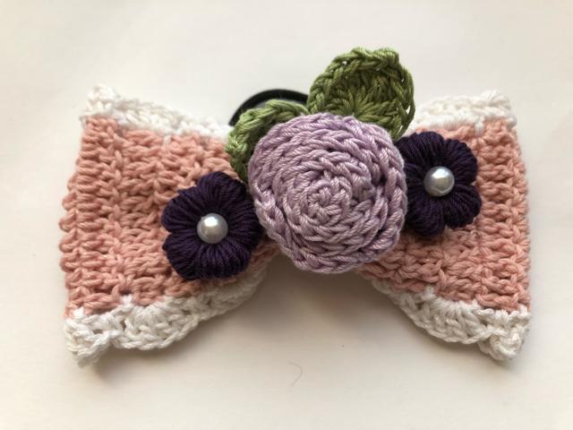 ハンドメイド ヘアゴム 大きめ リボン 巻き巻き薔薇とぷっくり花 < 女性ファッション  ハンドメイド ヘアゴム 大きめ リボン 巻き巻き薔薇とぷっくり花  < 女性ファッションの