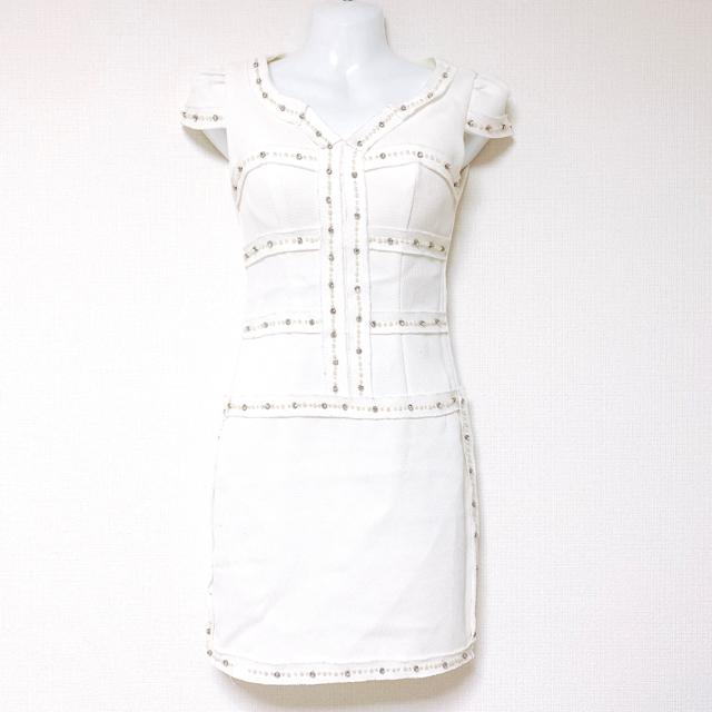 Jewels白パールビジューパフスリーブタイトミニワンピースドレス < ブランド Jewels白パールビジューパフスリーブタイトミニワンピースドレス < ブランドの