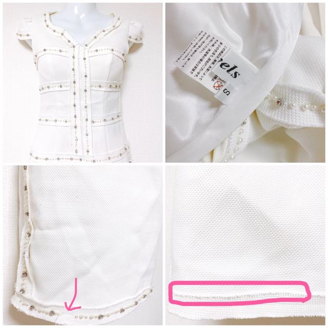 Jewels白パールビジューパフスリーブタイトミニワンピースドレス < ブランド Jewels白パールビジューパフスリーブタイトミニワンピースドレス < ブランドの