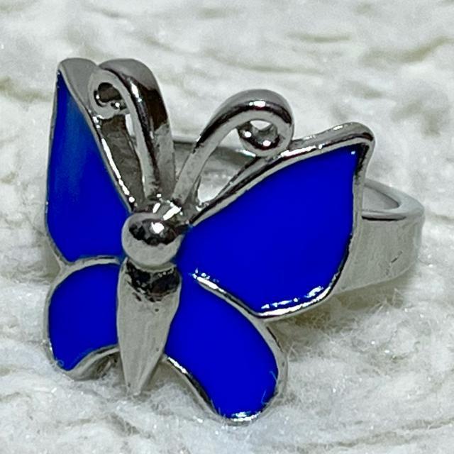 【新品/13号】バタフライデザインリング/ブルー < 女性アクセサリー/時計  【新品/13号】バタフライデザインリング/ブルー < 女性アクセサリー/時計の