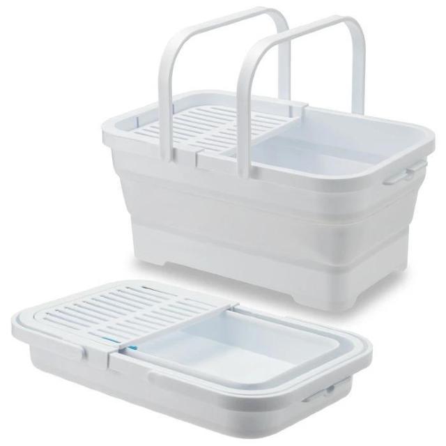 ISETO (伊勢藤) おりたためるバスケット15L ちょい置きトレー付 I-643 ホワイト 洗車バケツ 掃除 つけ置き洗い < インテリア/ライフ ISETO (伊勢藤) おりたためるバスケット15L ちょい置きトレー付 I-643 ホワイト 洗車バケツ 掃除 つけ置き洗い < インテリア/ライフの