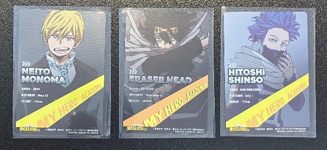 僕のヒーローアカデミアメタリックカード☆相澤消太・心操人使・物間寧人3枚セット < アニメ/コミック/キャラクター  僕のヒーローアカデミアメタリックカード☆相澤消太・心操人使・物間寧人3枚セット < アニメ/コミック/キャラクターの