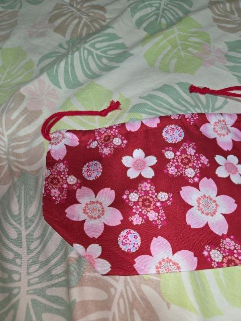 ★新柄赤×桜だより和柄お弁当入巾着袋 < キッズ/ベビー  ★新柄赤×桜だより和柄お弁当入巾着袋 < キッズ/ベビーの