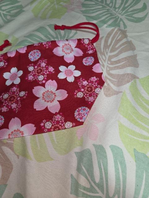 ★新柄赤×桜だより和柄お弁当入巾着袋 < キッズ/ベビー  ★新柄赤×桜だより和柄お弁当入巾着袋 < キッズ/ベビーの