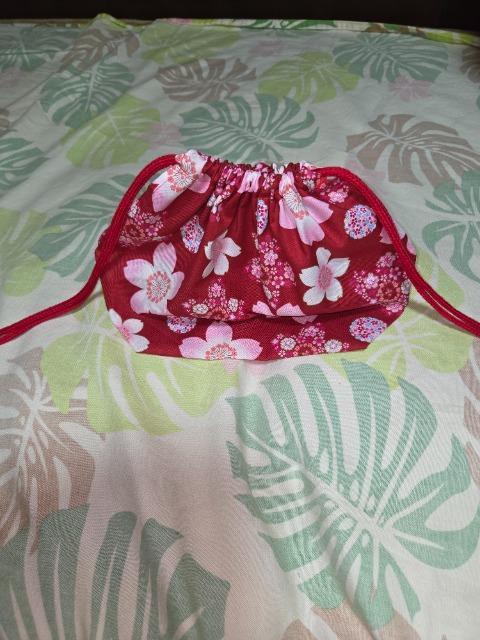 ★新柄赤×桜だより和柄お弁当入巾着袋 < キッズ/ベビー  ★新柄赤×桜だより和柄お弁当入巾着袋 < キッズ/ベビーの