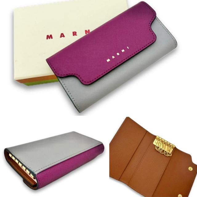 新品マルニMARNIレザー バイカラーキーケース 紫×グレー < ブランド 新品マルニMARNIレザー バイカラーキーケース 紫×グレー < ブランドの