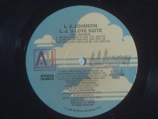 L.J.`s LOVE SUITE / L.J. JOHNSON US.org盤LP カット盤 < CD/DVD/ビデオ  L.J.`s LOVE SUITE / L.J. JOHNSON US.org盤LP カット盤 < CD/DVD/ビデオの