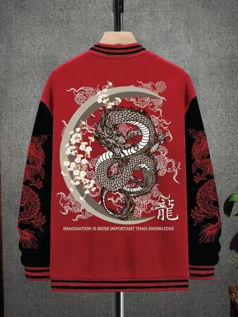 爆ヤス価格2990円★メンズ フリース裏地 ドラゴン刺繍 ベースボールジャケット 暖かい USAサイズS(日本サイズL相当)赤 < 男性ファッション 爆ヤス価格2990円★メンズ フリース裏地 ドラゴン刺繍 ベースボールジャケット 暖かい USAサイズS(日本サイズL相当)赤 < 男性ファッションの