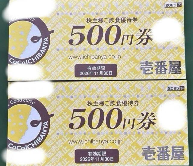 CoCo壱番屋 株主優待券 1000円分 2026年11月30日まで < チケット/金券 CoCo壱番屋 株主優待券 1000円分 2026年11月30日まで < チケット/金券の