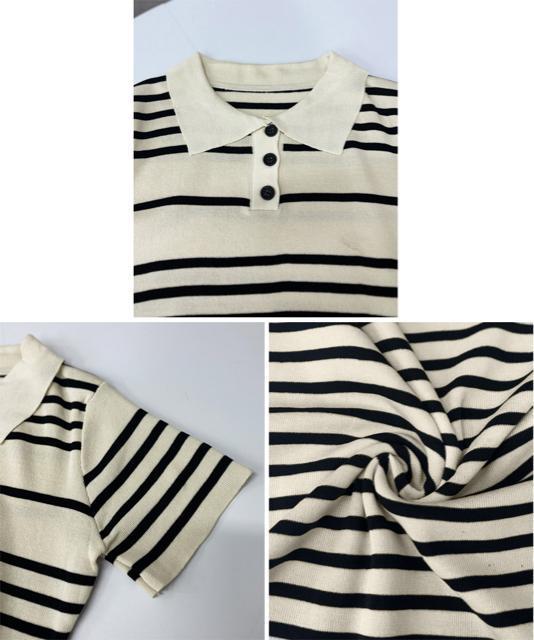 送料無料 新品 ボーダー柄ニットワンピースポロワンピース < 女性ファッション  送料無料 新品 ボーダー柄ニットワンピースポロワンピース < 女性ファッションの