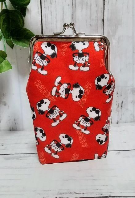スヌーピー 赤 角型がま口 タバコケース 小物入れ 多目的ポーチ < 女性ファッション スヌーピー 赤 角型がま口 タバコケース 小物入れ 多目的ポーチ < 女性ファッションの