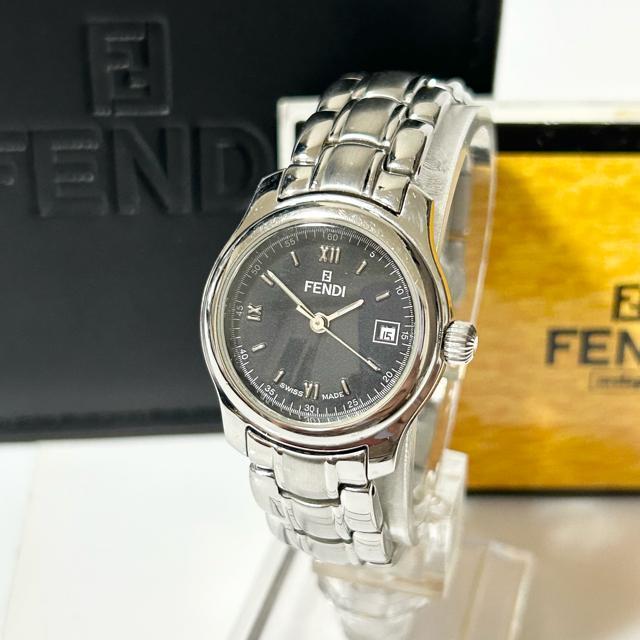 FENDI フェンディ クオーツ 062-761 QZ ブラック文字盤 デイト レディース腕時計 < ブランド FENDI フェンディ クオーツ 062-761 QZ ブラック文字盤 デイト レディース腕時計 < ブランドの