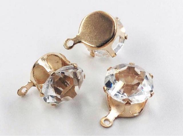 台座付きガラスストーン●チャーム●ブロンズゴールド クリスタル クリア●ビーズ ビジュー●ハンドメイド 手作り ネックレス ピアス < ペット/手芸/園芸  台座付きガラスストーン●チャーム●ブロンズゴールド クリスタル クリア●ビーズ ビジュー●ハンドメイド 手作り ネックレス ピアス < ペット/手芸/園芸の