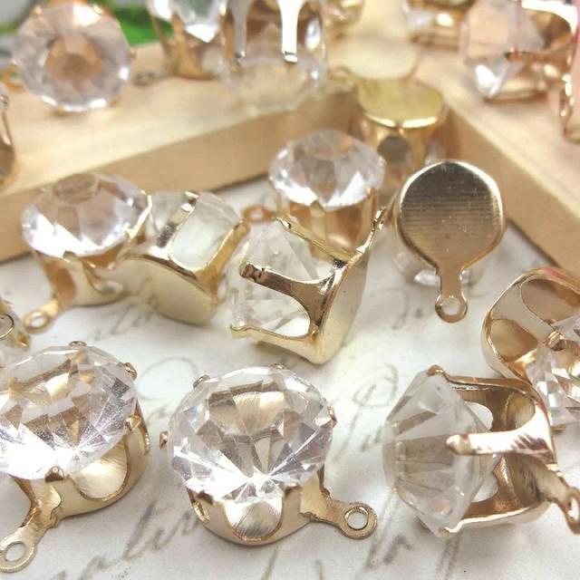 台座付きガラスストーン●チャーム●ブロンズゴールド クリスタル クリア●ビーズ ビジュー●ハンドメイド 手作り ネックレス ピアス < ペット/手芸/園芸  台座付きガラスストーン●チャーム●ブロンズゴールド クリスタル クリア●ビーズ ビジュー●ハンドメイド 手作り ネックレス ピアス < ペット/手芸/園芸の