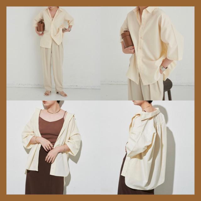 オーバーサイズシャツ【新品】アントマリーズ●オーバーサイズハーフスリーブシャツ●アイボリー クリームイエロー●Fフリー●韓国 < 女性ファッション  オーバーサイズシャツ【新品】アントマリーズ●オーバーサイズハーフスリーブシャツ●アイボリー クリームイエロー●Fフリー●韓国 < 女性ファッションの