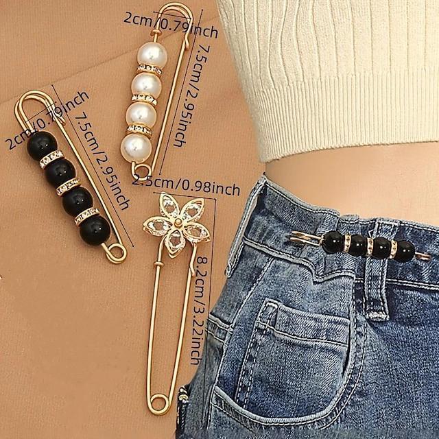 丸井購入●4本セット【新品未使用】4weyウエスト調整ピン/ストールピン/ブローチ/胸チラ防止●黒/白/花 < 女性アクセサリー/時計  丸井購入●4本セット【新品未使用】4weyウエスト調整ピン/ストールピン/ブローチ/胸チラ防止●黒/白/花 < 女性アクセサリー/時計の