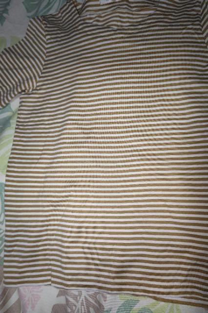 ★中古白×からし色横縞Tシャツ=M < 女性ファッション  ★中古白×からし色横縞Tシャツ=M  < 女性ファッションの