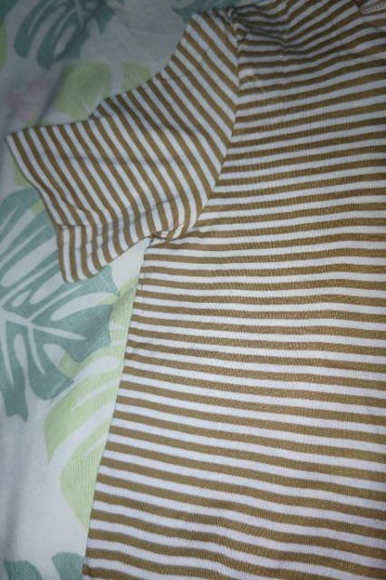 ★中古白×からし色横縞Tシャツ=M < 女性ファッション  ★中古白×からし色横縞Tシャツ=M < 女性ファッションの