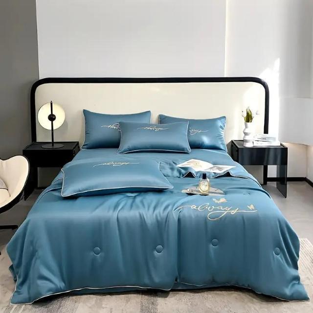 お試し価格2490円★超ソフトな夏の冷却キルト (枕は除く) 刺繍付き贅沢素材 快適なエアコン毛布 150×200cmライトグレー < インテリア/ライフ  お試し価格2490円★超ソフトな夏の冷却キルト (枕は除く) 刺繍付き贅沢素材 快適なエアコン毛布 150×200cmライトグレー < インテリア/ライフの