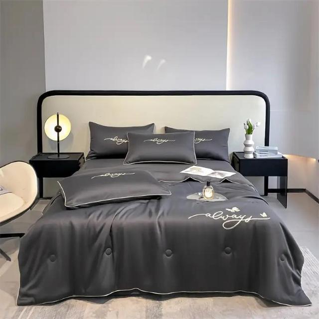 お試し価格2490円★超ソフトな夏の冷却キルト (枕は除く) 刺繍付き贅沢素材 快適なエアコン毛布 150×200cmライトグレー < インテリア/ライフ  お試し価格2490円★超ソフトな夏の冷却キルト (枕は除く) 刺繍付き贅沢素材 快適なエアコン毛布 150×200cmライトグレー < インテリア/ライフの