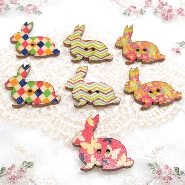 ハンドメイド資材☆ウッドボタン☆うさぎ☆7個セット < ペット/手芸/園芸  ハンドメイド資材☆ウッドボタン☆うさぎ☆7個セット  < ペット/手芸/園芸の