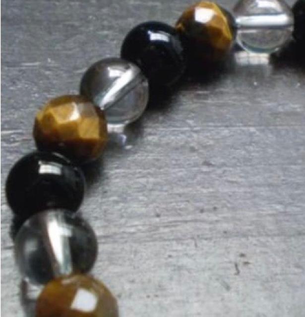 タイガーアイxオニキスx水晶ブレスレット 天然石 パワーストーン < 男性アクセサリー/時計 タイガーアイxオニキスx水晶ブレスレット 天然石 パワーストーン < 男性アクセサリー/時計の