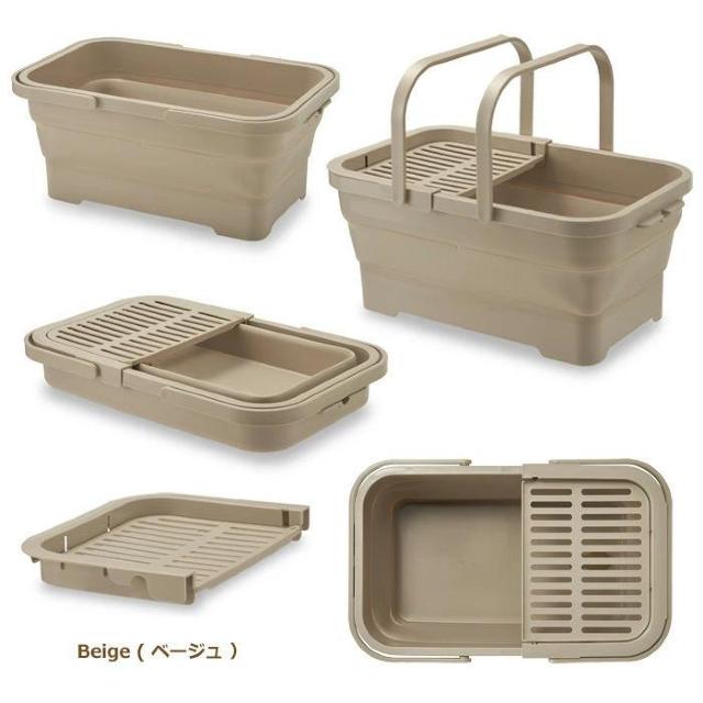 ISETO (伊勢藤) おりたためるバスケット15L ちょい置きトレー付 I-643 ベージュ 洗車バケツ 掃除 つけ置き洗 < インテリア/ライフ ISETO (伊勢藤) おりたためるバスケット15L ちょい置きトレー付 I-643 ベージュ 洗車バケツ 掃除 つけ置き洗 < インテリア/ライフの