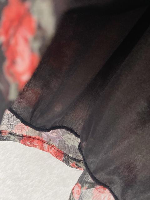 シフォン 花柄 クラシカル 半袖 チュニック ワンピース Vネック フリル襟 M N2m < 女性ファッション シフォン 花柄 クラシカル 半袖 チュニック ワンピース Vネック フリル襟 M N2m < 女性ファッションの