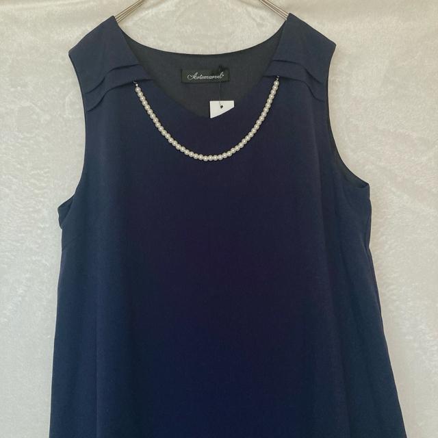 新品 ネイビー パールネックライン ノースリ パーティー ドレス ワンピース L N2m < 女性ファッション 新品 ネイビー パールネックライン ノースリ パーティー ドレス ワンピース L N2m < 女性ファッションの