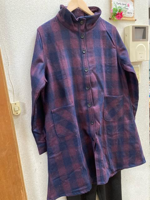 LL未使用ワインチェック柄シャツチュニック < 女性ファッション  LL未使用ワインチェック柄シャツチュニック < 女性ファッションの